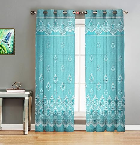 Buy Jupon Silver Damas Sheer Net Curtain With Solid Steel Grommet