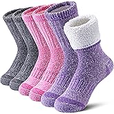 LINEMIN Kids Merino Wool Hiking Socks Boys Girls Winter Warm Thick Thermal Boot Thick Cushion Snowboarding Socks 3 Pairs