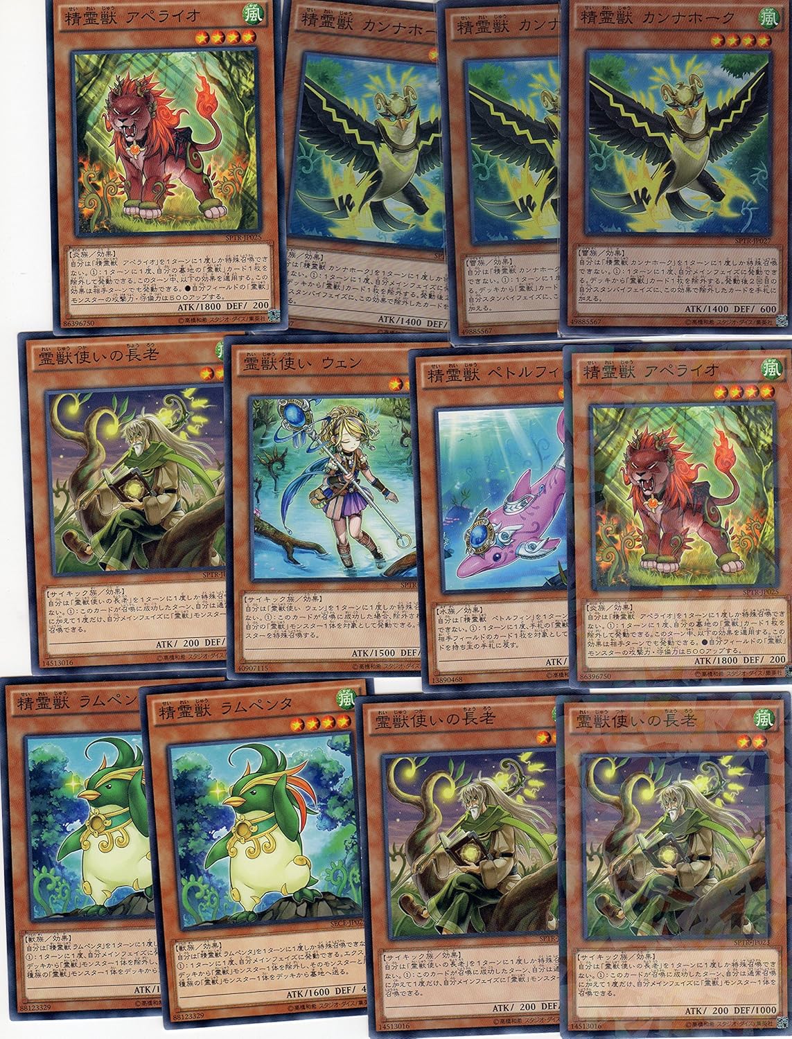 遊戯王 霊獣デッキ アマゾンデッキ 中古つよい安い エクストラデッキ１５枚 スリーブ保管 全日本語版 カンナホーク３枚 トレカ 通販 Amazon