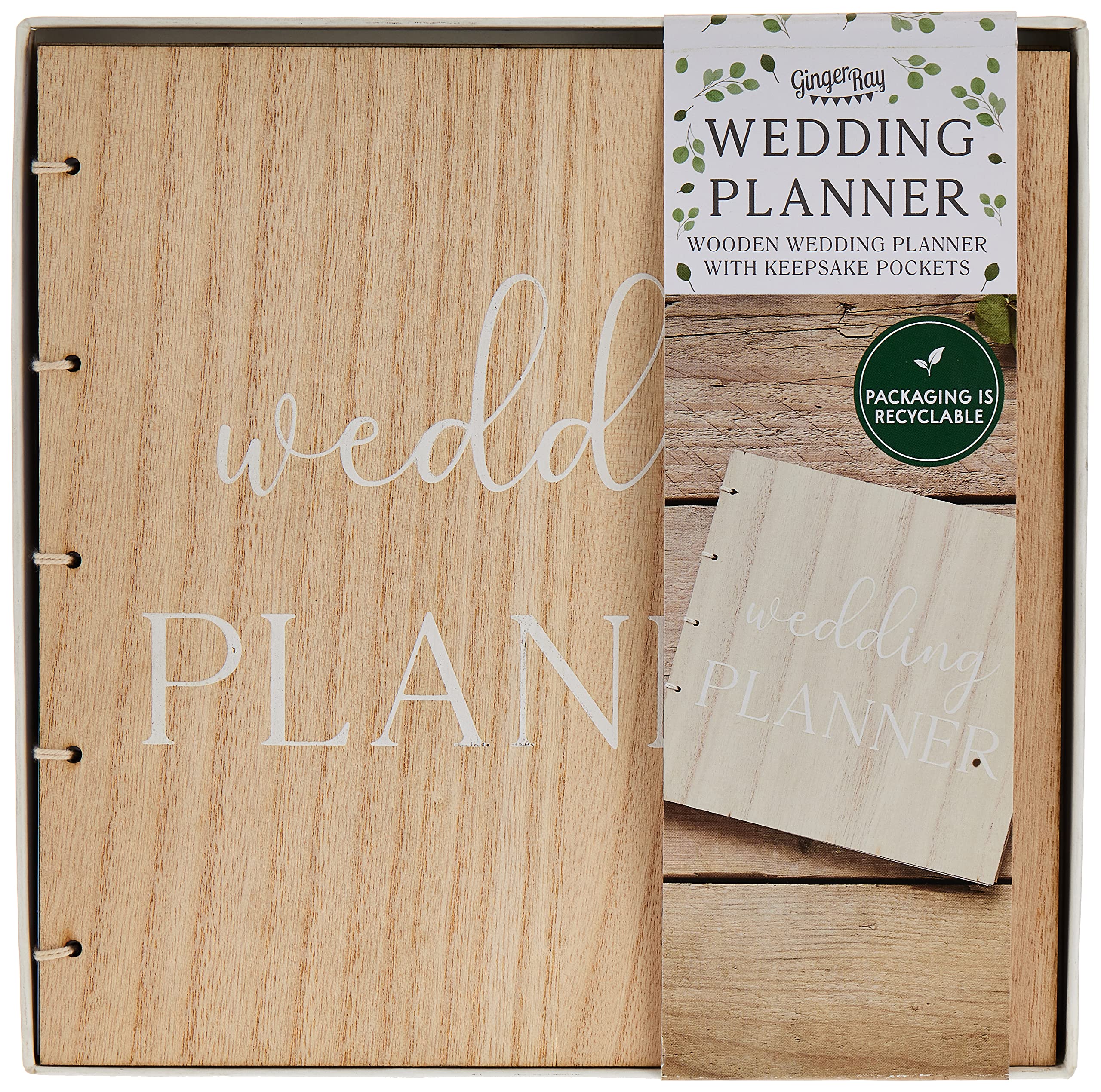 Ginger Ray Wooden Botanical Eco Wedding Planer with Dividers, Prompts and All you Need for Planning the perfect Wedding