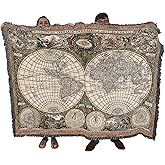 Pure Country Weavers Old World Antique Map Blanket - Fine Art Gift Tapestry Throw Woven from Cotton - Made in The USA (72x54)