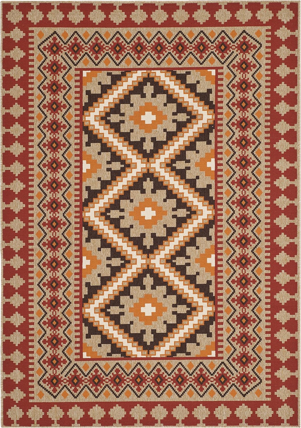 veranda indoor outdoor rug collection on Amazon Com Safavieh Veranda Collection Ver099 Boho Indoor Outdoor Non Shedding Stain Resistant Patio Backyard Area Rug 4 X 5 7 Red Natural Furniture Decor