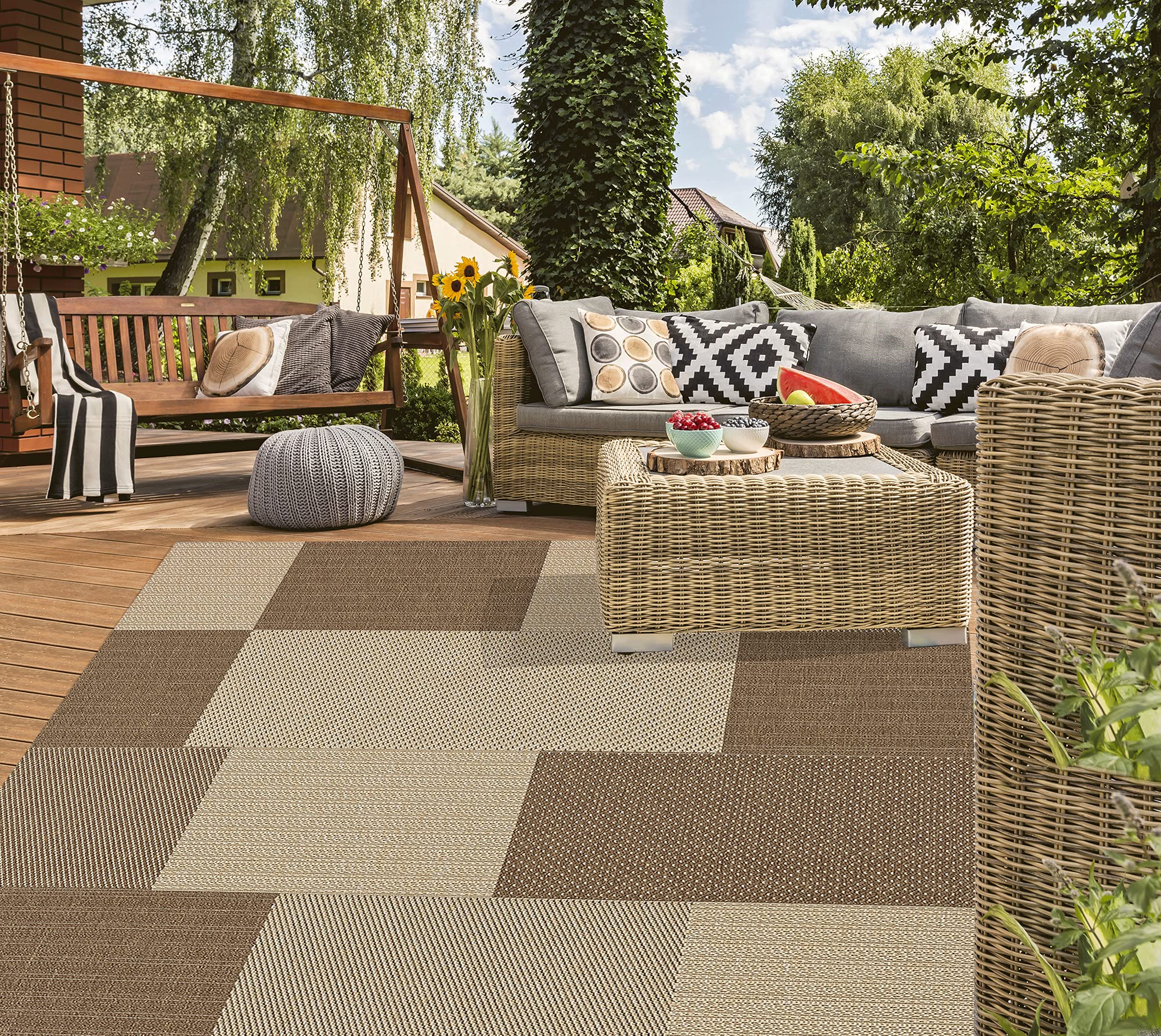 Mia's Teppiche "Lara In- & Outdoor Rug, Flat Fabric, 60x110 cm, Brown-Beige — image 1