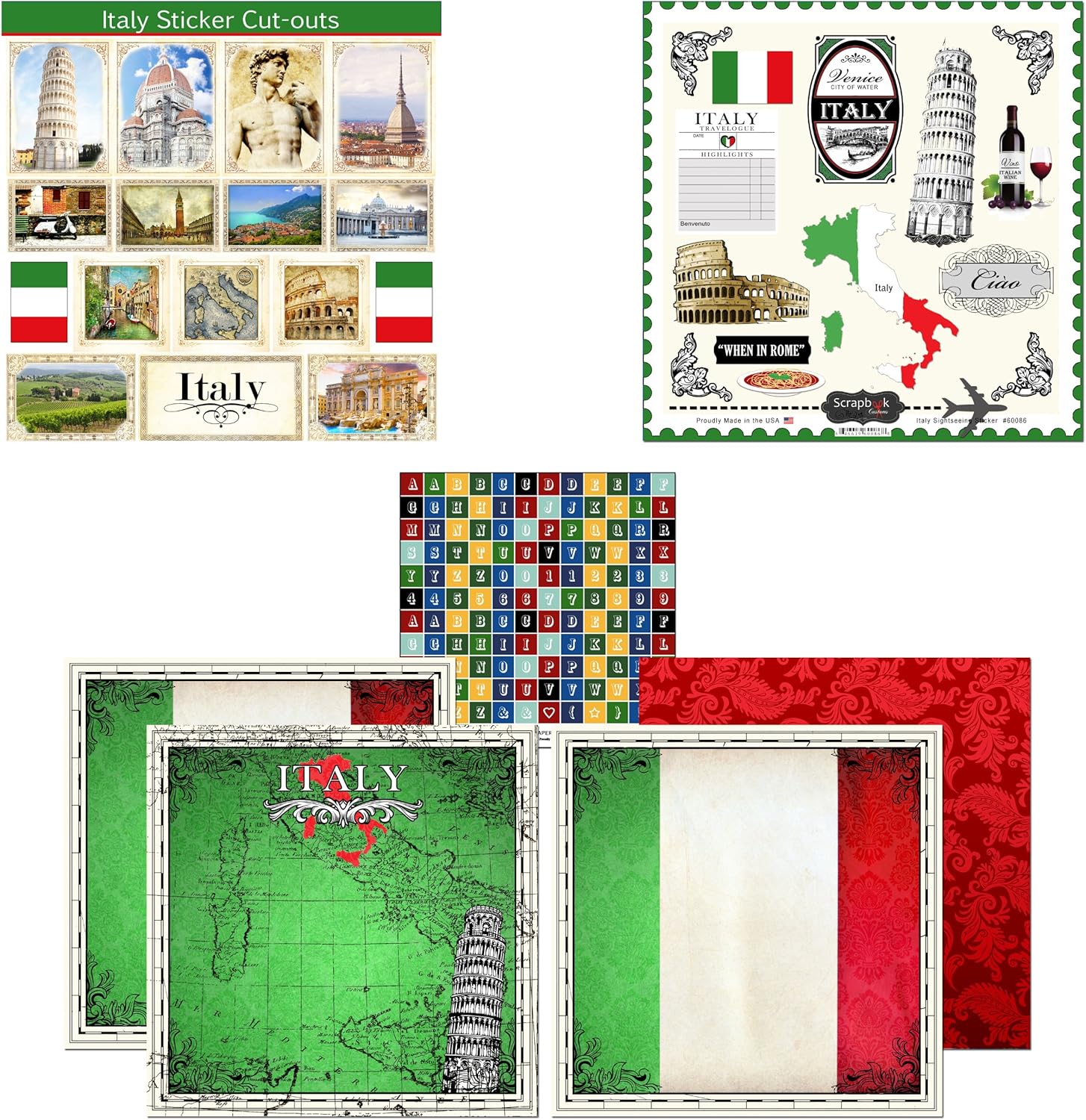 Scrapbook Customs Themed Paper and Stickers Scrapbook Kit, Italy
