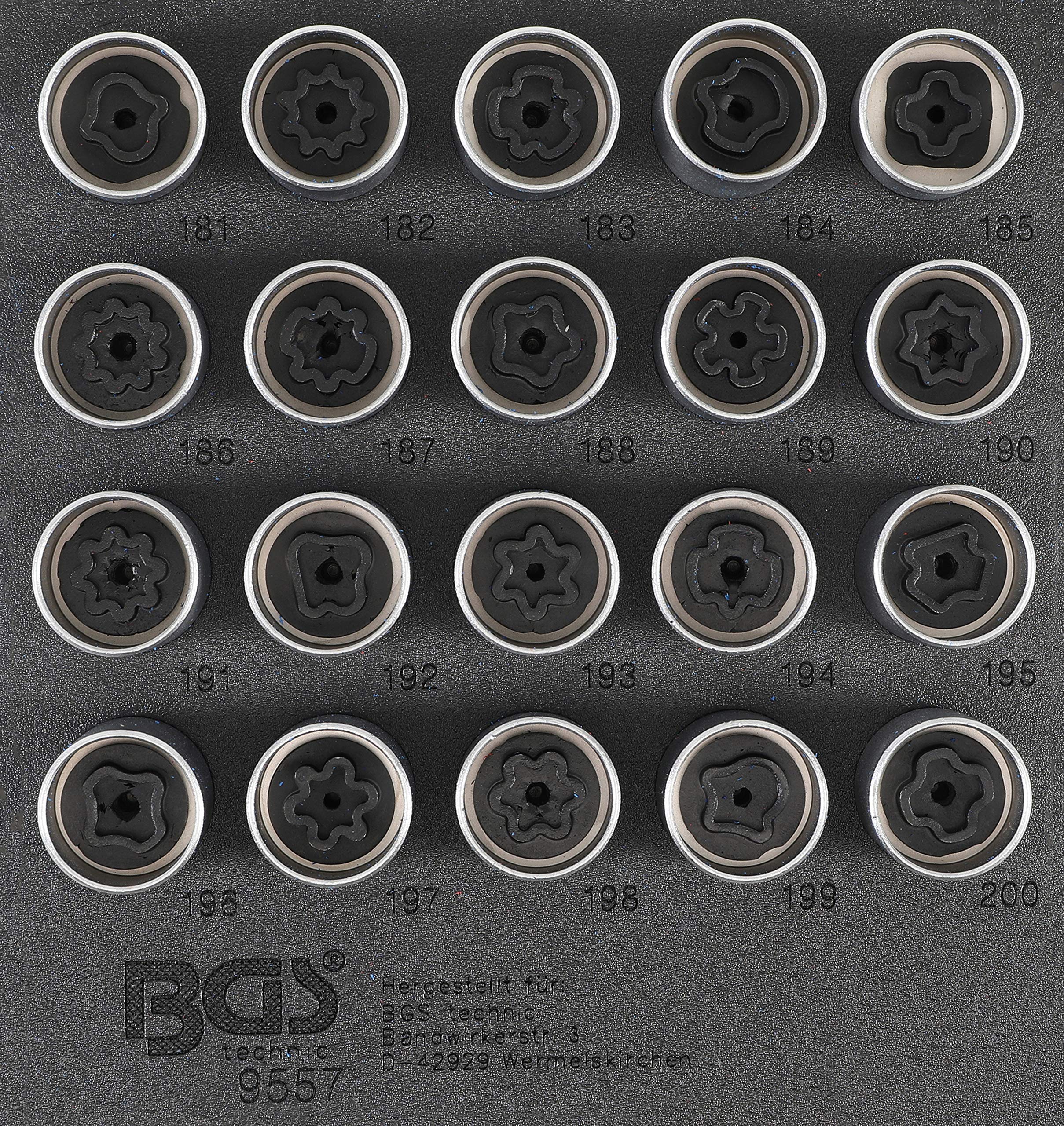 BGS 9557 | Tool Tray 1/6: Rim Lock Socket Set for Opel / Vauxhall (Version B) | 20 pcs. — image 1
