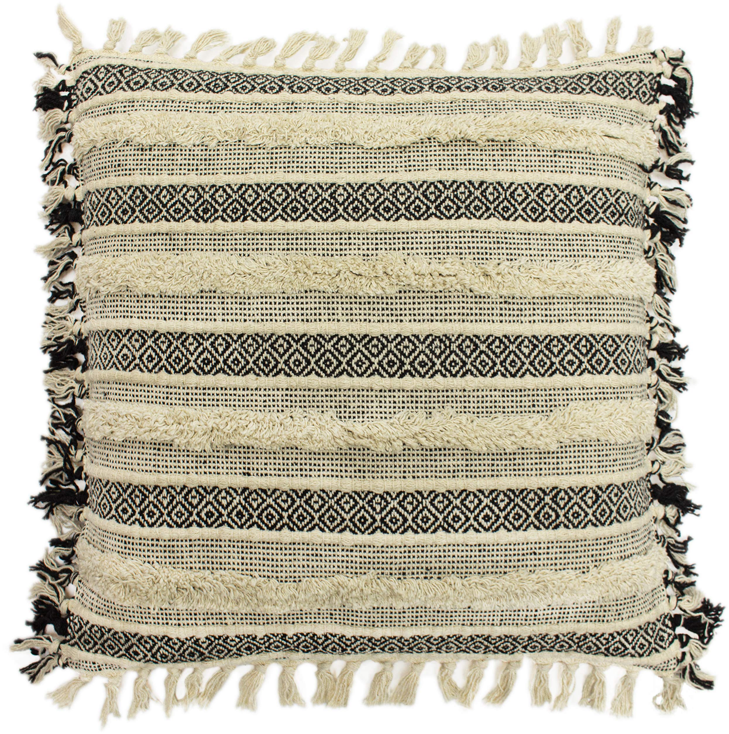 Riva Home Hena Polyester Filled Cushion, Black, 45 x 45cm (18" x 18")