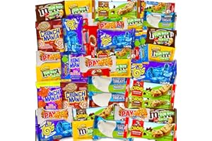 ZOMPOZ Snack Variety Pack Care Package Snack Box, 50 Count, Gift Basket Arrangement with Individually Wrapped Snacks, Food Sampler Assortment for Adults, Teens, Kids, College, Students, Travel, Office
