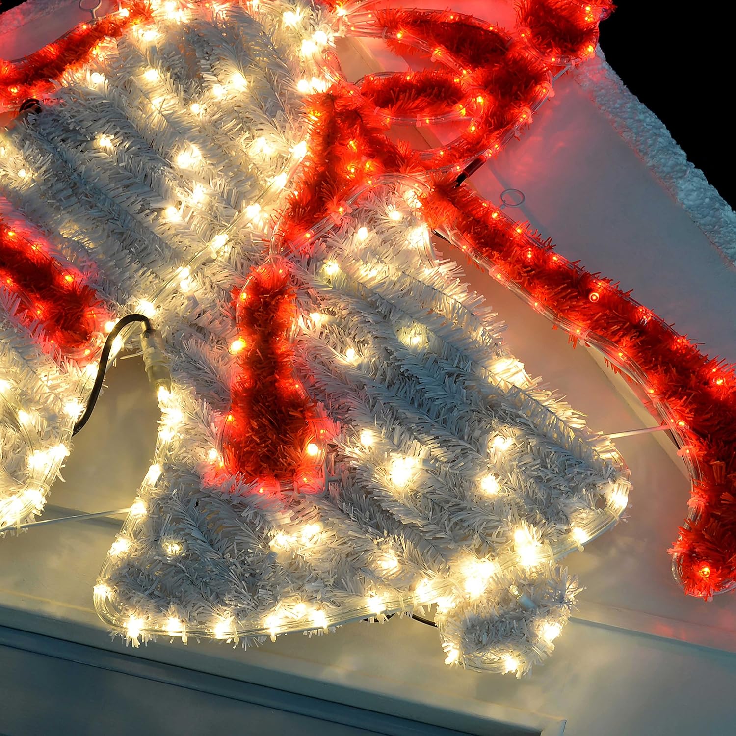 Super Saturday WeRChristmas Bells LED Rope Lights And Tinsel Silhouette Outdoor Garden Wall