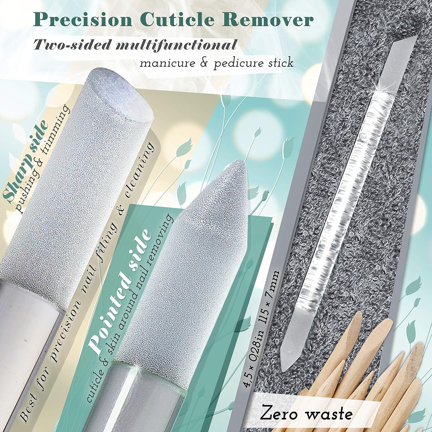 Glass Cuticle Pusher Nail File - Manicure Stick, Professional Precision Filing Cuticle Remover, Abrasive Surface Never Wears Out, Genuine Czech Quality by Gladzy: Beauty