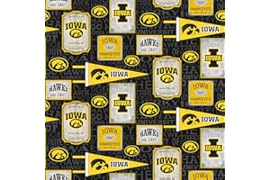 SYKEL ENTERPRISES Iowa Hawkeyes Cotton Fabric Vintage Pennant Design-Sold by The Yard-Sykel NCAA Cotton Fabric