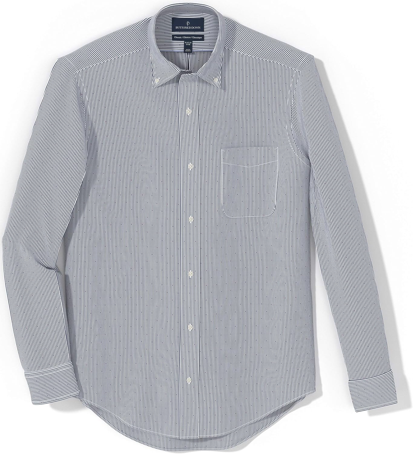  Brand - Buttoned Down Men's Classic-Fit Stripe Dress Shirt, Supima Cotton Non-Iron: Clothing