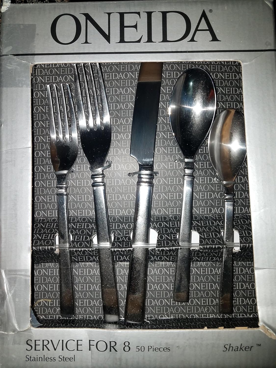 Oneida Shaker 50Piece Flatware Set Service for 8