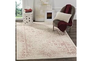 SAFAVIEH Area Rug 6x9 - Adirondack Collection - Ivory & Rose, Distressed Vintage Floral Design, Non-Shedding & Easy to Clean, Ideal for Living Room, Bedroom, Dining Space (ADR109H)