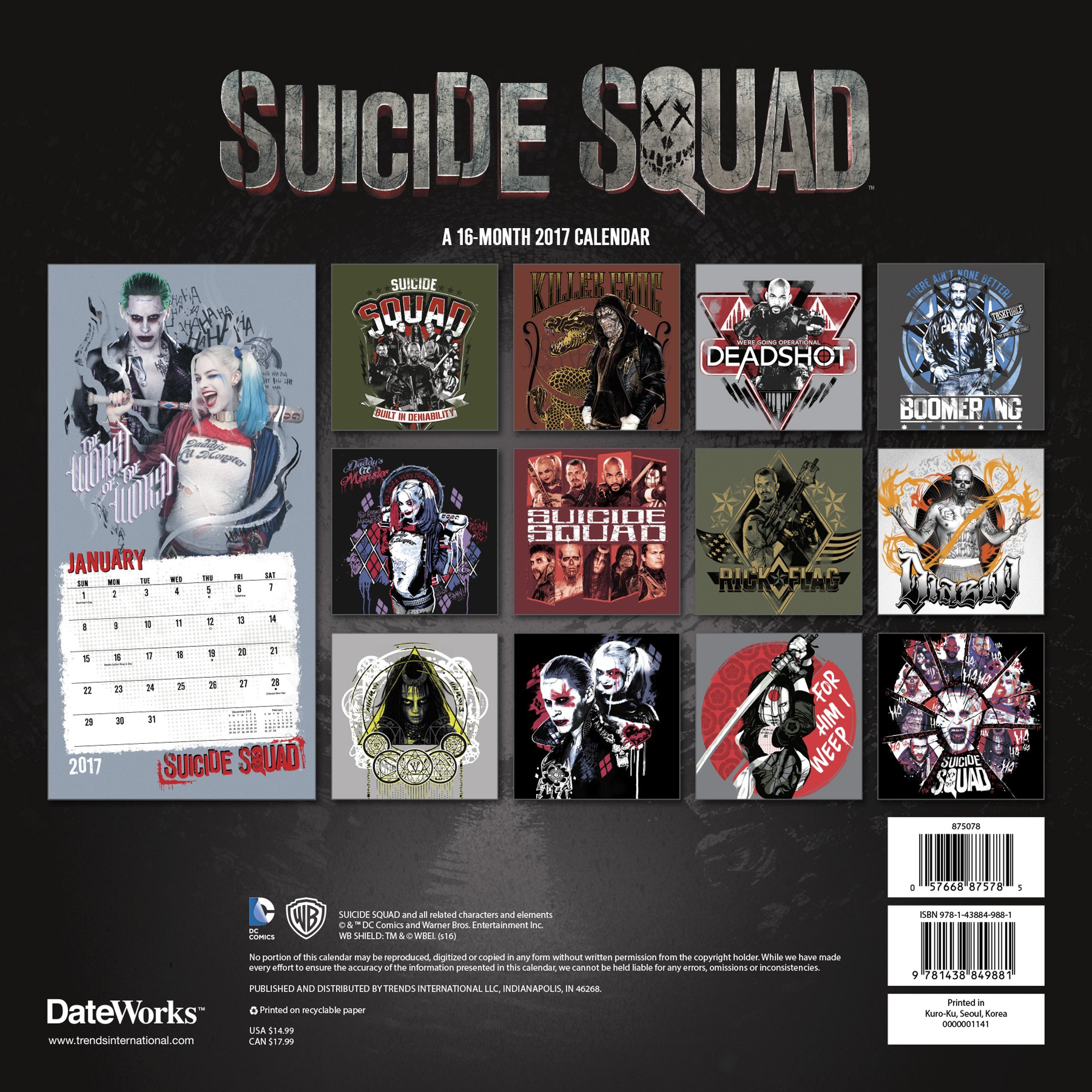 Trends International 17 Wall Calendar September 16 December 17 11 5 X 11 5 Suicide Squad Trends International Amazon Com Books