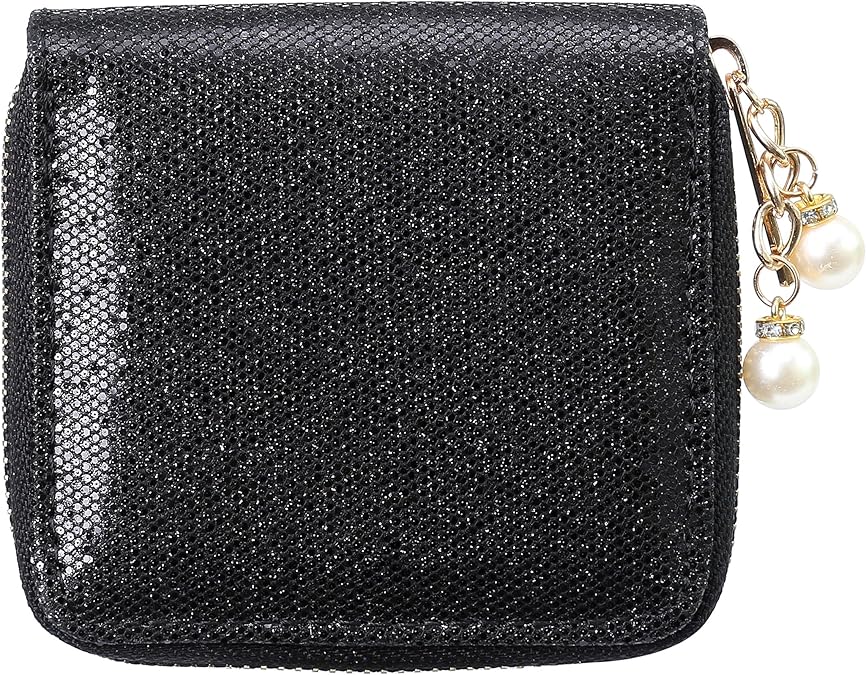 Bling Glitter Design Small Wallet,Credit Card Holder with Zipper For