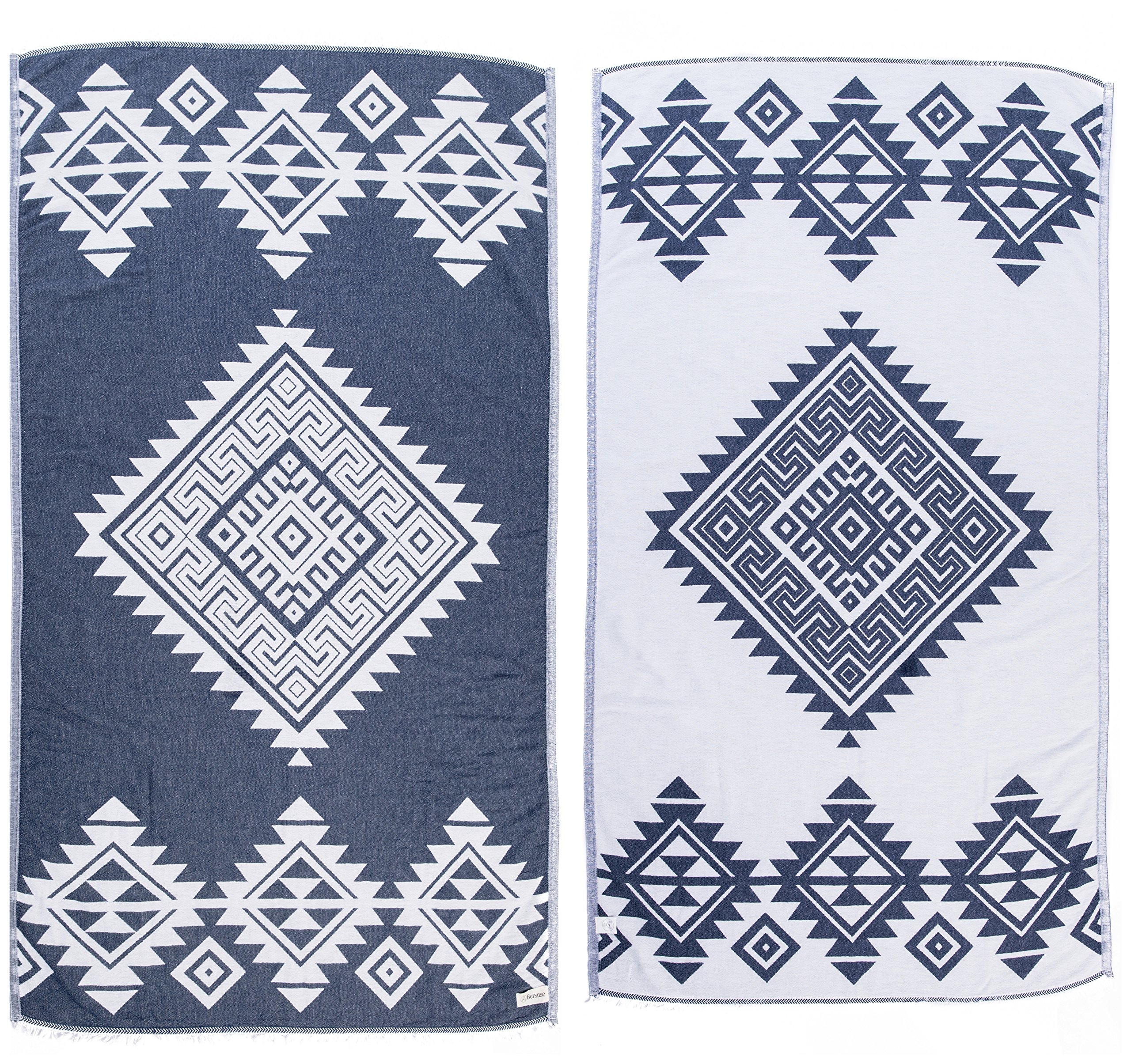 Bersuse 100% Cotton - Yucatan Turkish Towel - Dark Blue