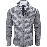 Vcansion Men's Slim Fit Full Zip Up Stand Collar Casual Knitted Sweaters Cardigan with Pockets