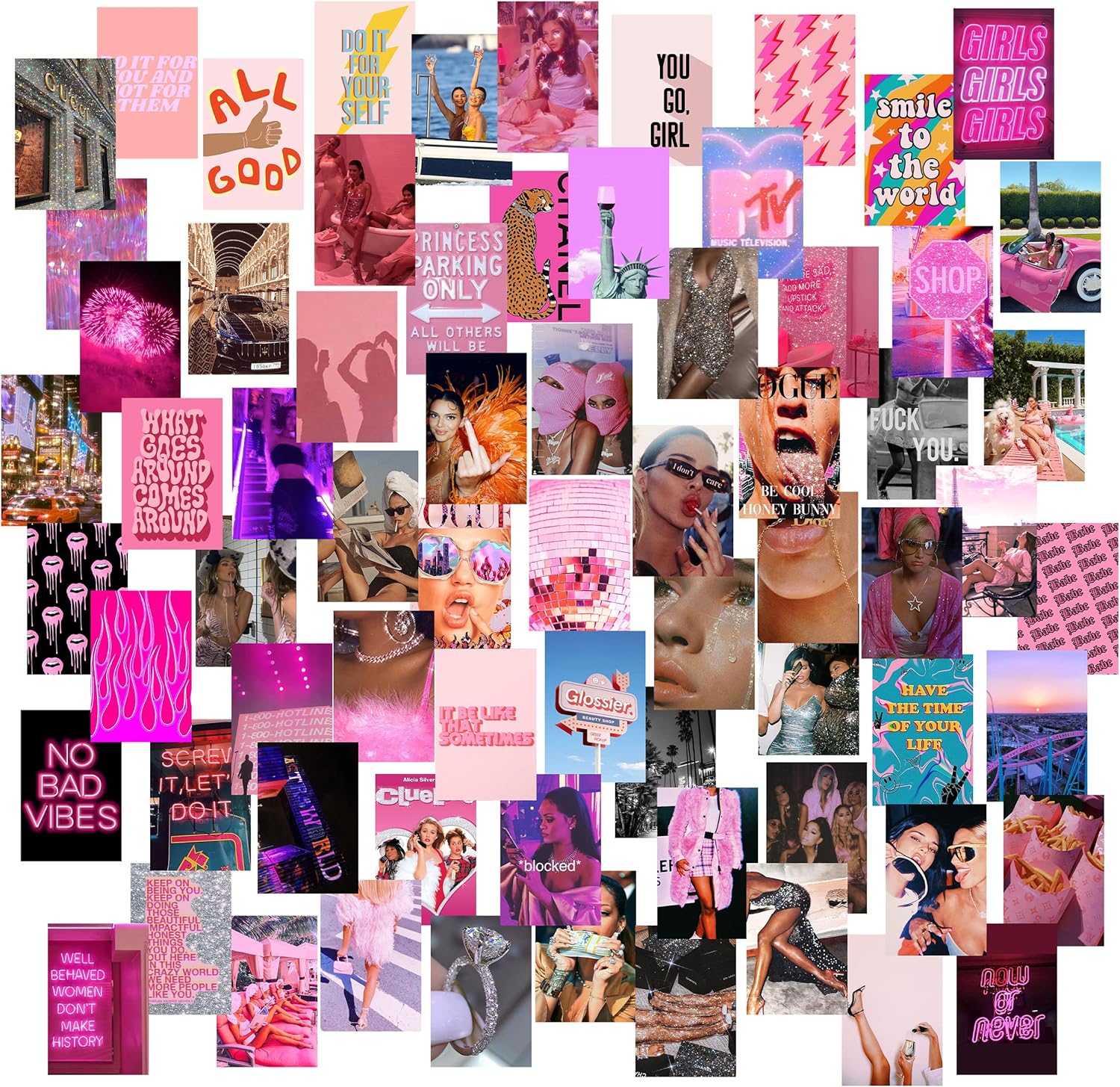 Photographs - pwlsmomo Wall Collage Kit pink Aesthetic Trendy Photo Collage Kit, Dorm Room Decor 70 Pcs 4x6 Inch