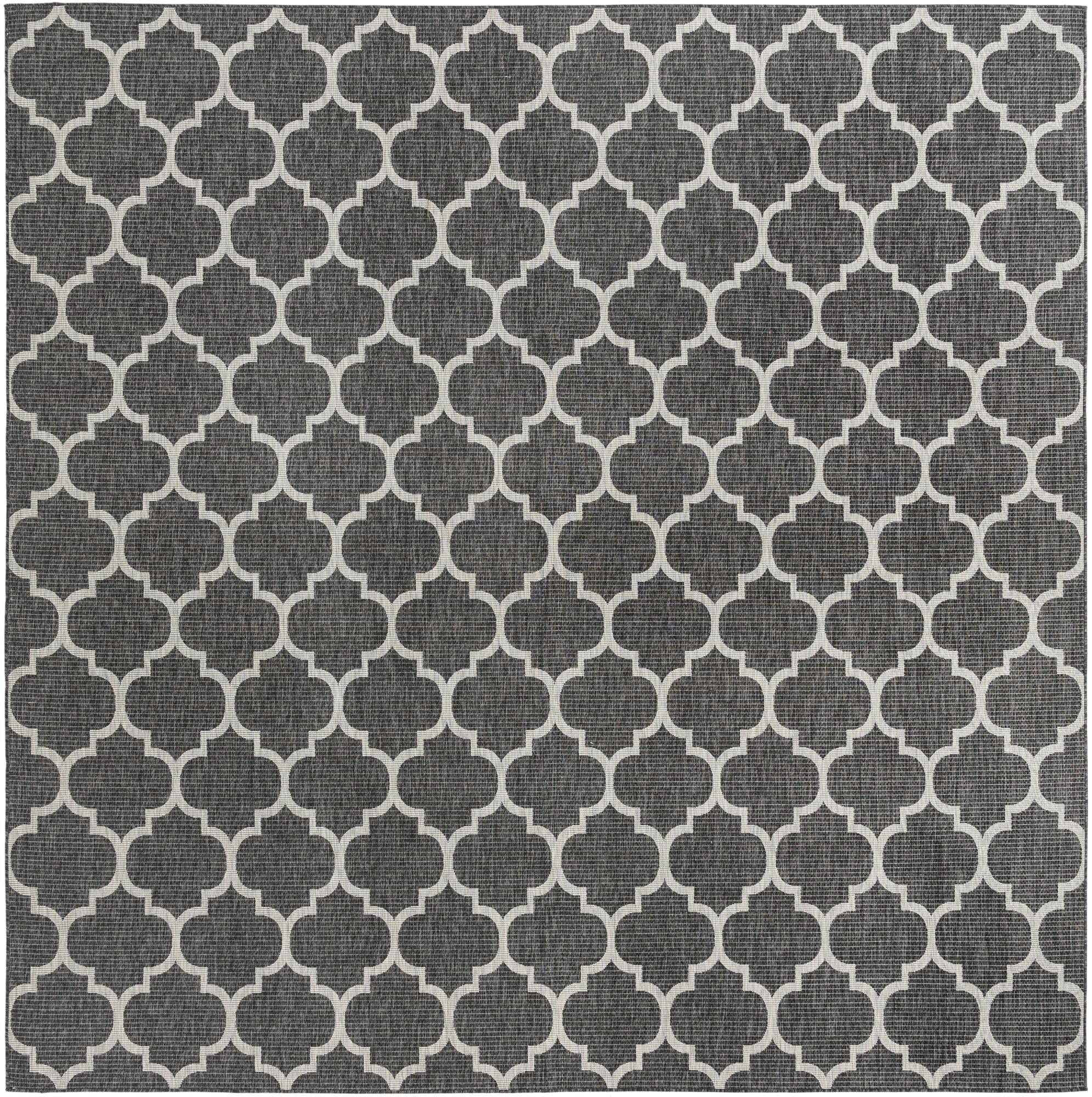 Unique Loom Outdoor Trellis Collection Area Rug - Trellis (Square 13' 0" x 13' 0", Black/ Ivory) Image
