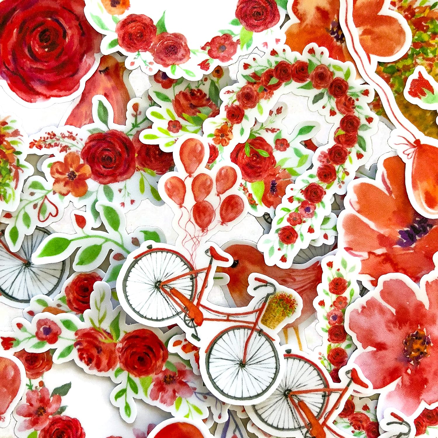 Navy Peony Red Heart and Rose Valentine Stickers, Navy,red,rose - Image 3