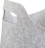 Relaxdays Grey Felt Firewood Basket 39.5x40x23cm Foldable Log Holder Newspaper view 7