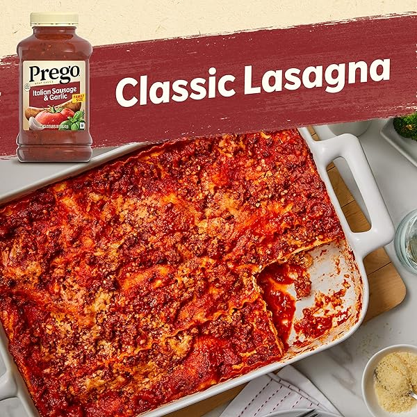 PREGO ITALIAN SAUSAGE AND GARLIC MEAT SAUCE, 44 OZ JAR