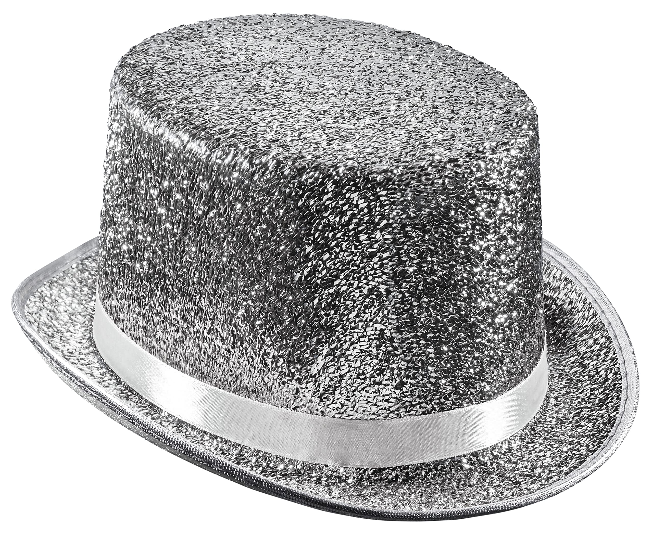 Dress Up America Top Hats for Adults - Shiny Tuxedo Hat for Men and Women - Silver Costume Magician Hat