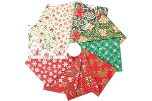 Craftido -25 Options- 100% Cotton Quilting Fabric Bundles 10pcs Fat Quarters 18”x21”-Medium Weight 5.2 oz- Soft Cotton for Quilting, Sewing Project, Patchwork, DIY Crafts – Winter Christmas