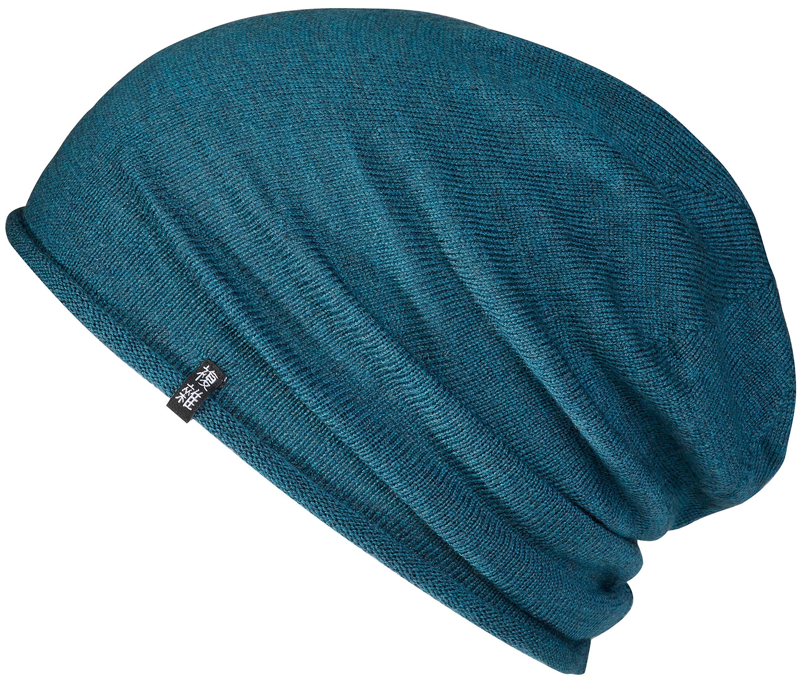 Enter the Complex® Leichte Merino Mütze, Einlagig Gestrickte Slouch Beanie, 100% Merino Wolle, Damen und Herren, Petrol