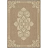 SAFAVIEH Courtyard Collection 6'7" x 9'6" Brown / Cream CY6855 Indoor/ Outdoor Waterproof Easy Cleaning Patio Backyard Mudroo