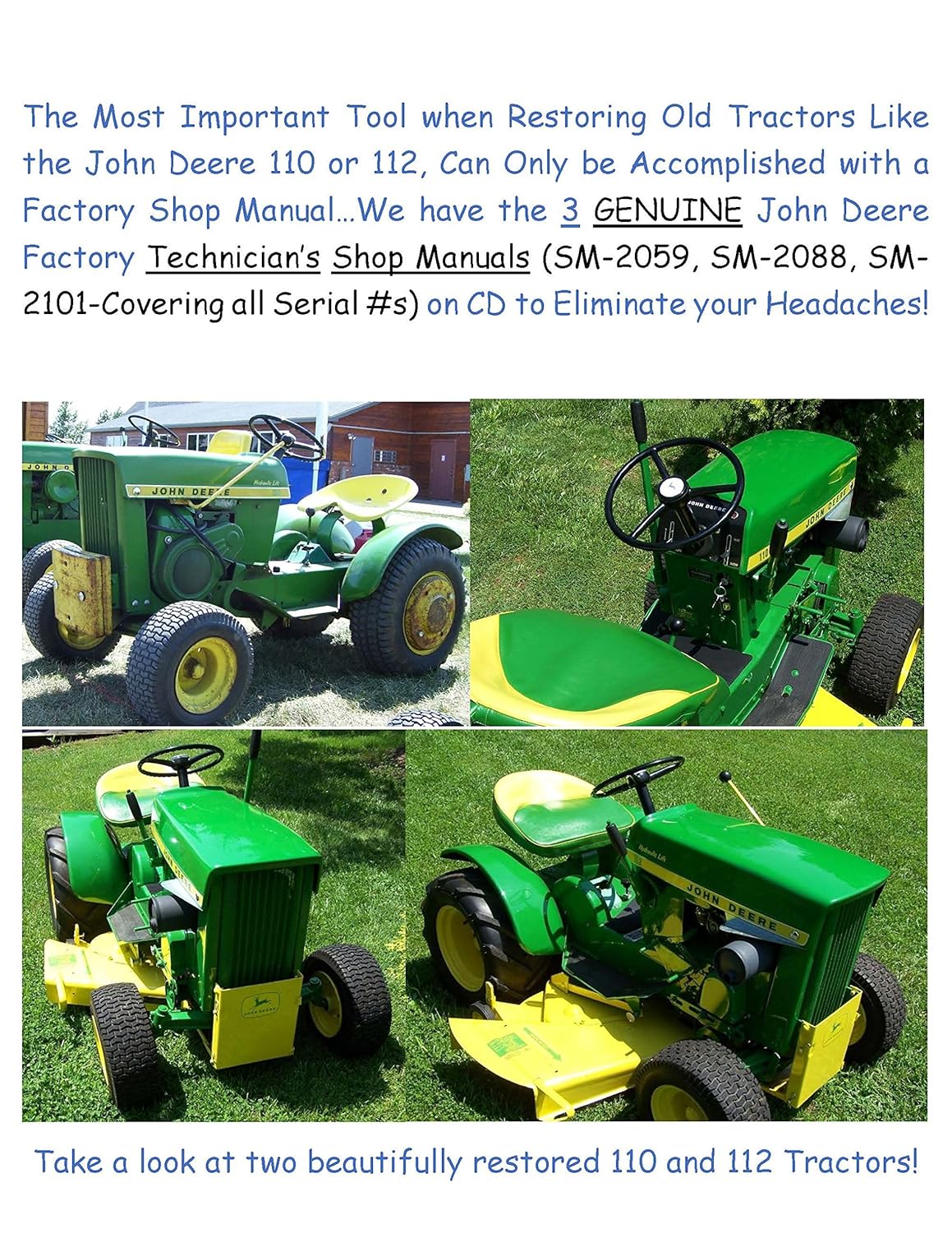 John Deere 110 Lawn & Garden Tractor Service Manual: Amazon.ca: Tools &