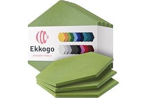 Ekkogo Acoustic Panels 12-Pack Soundproof Wall Panels 14''X13''X0.4'' Sound Panels High Density Sound Dampening Panels - [Gin Green Hexagon]