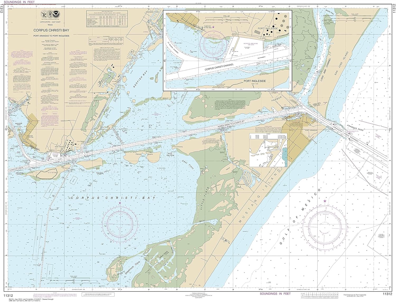 MapHouse NOAA Chart 11312 Corpus Christi Bay - Port Aransas to Port Ingleside: 34.8" X 45.5" Paper Chart