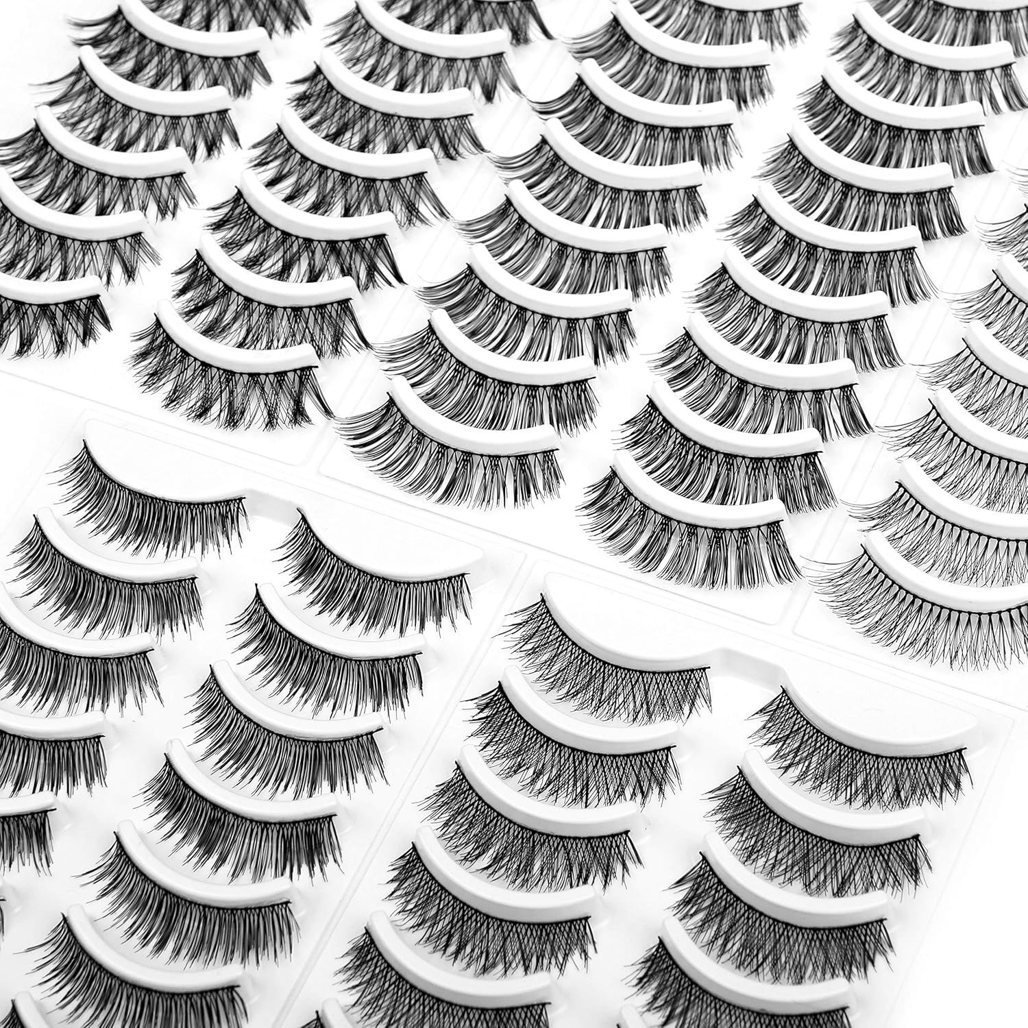 Eliace 50 Pairs 5 Styles Lashes Bulk Handmade False Eyelashes Set Professional Fake Eyelashes Pack, Lashes For Women, Eyelashes Natural Look Very Soft and Comfortable, With Free Eyelash Tweezers : Beauty