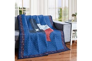 LL Home De Leon Collections Patriotic Texas Map Barbwire 60" x 50" Decorative Throw Quilt Blanket