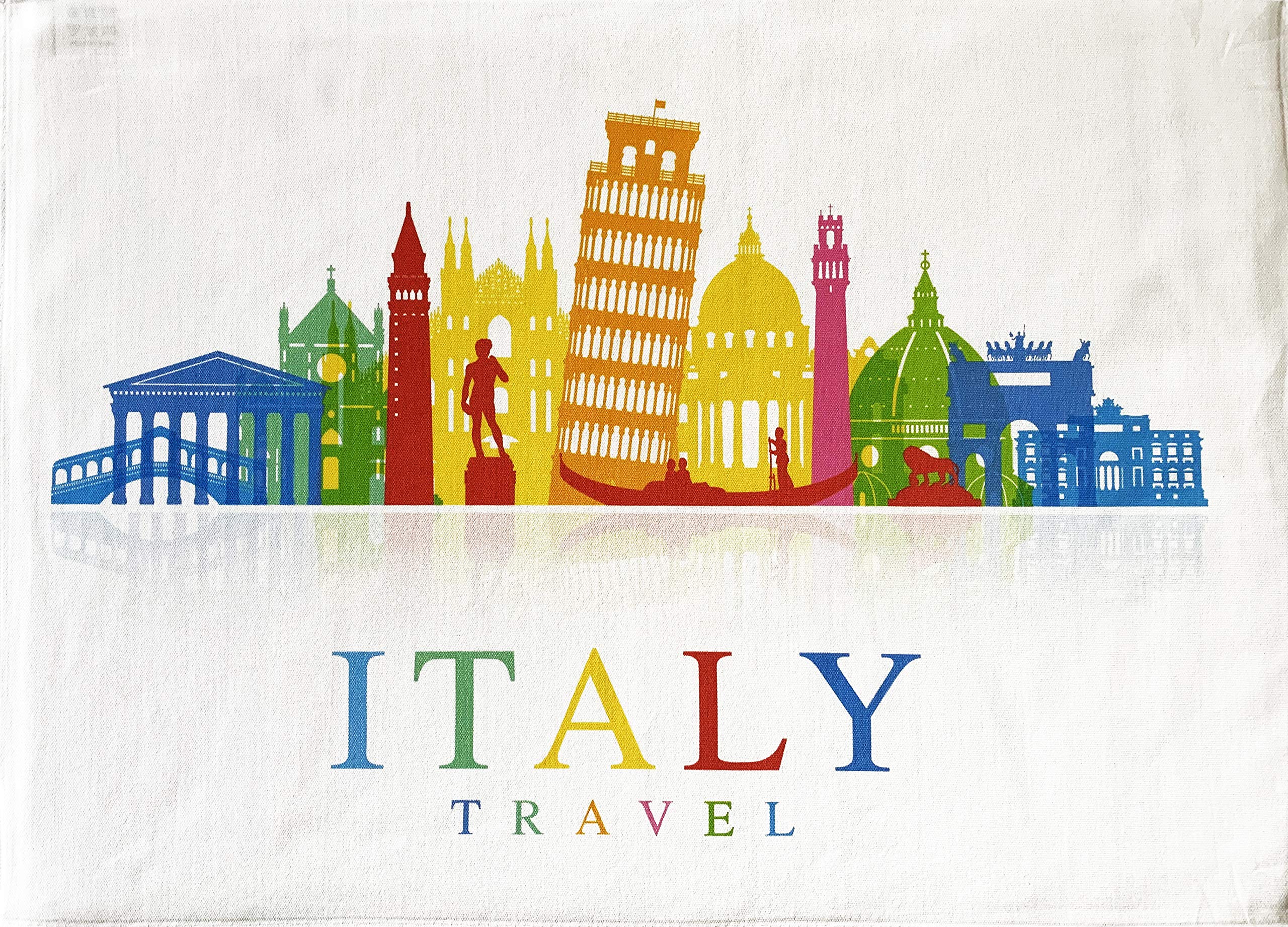 Half a Donkey Colourful Travel Italy - Large Cotton Tea Towel