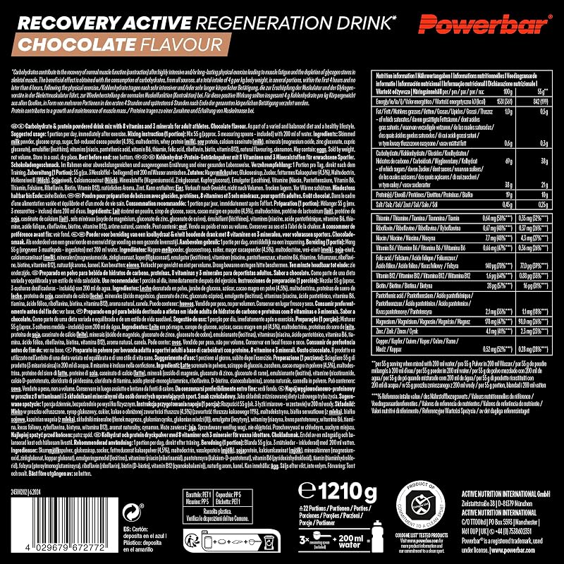 - Recovery Max - Chocolate - 1144g - Regenerations Whey Drink mit Kohlenhydraten, Magnesium&Zink