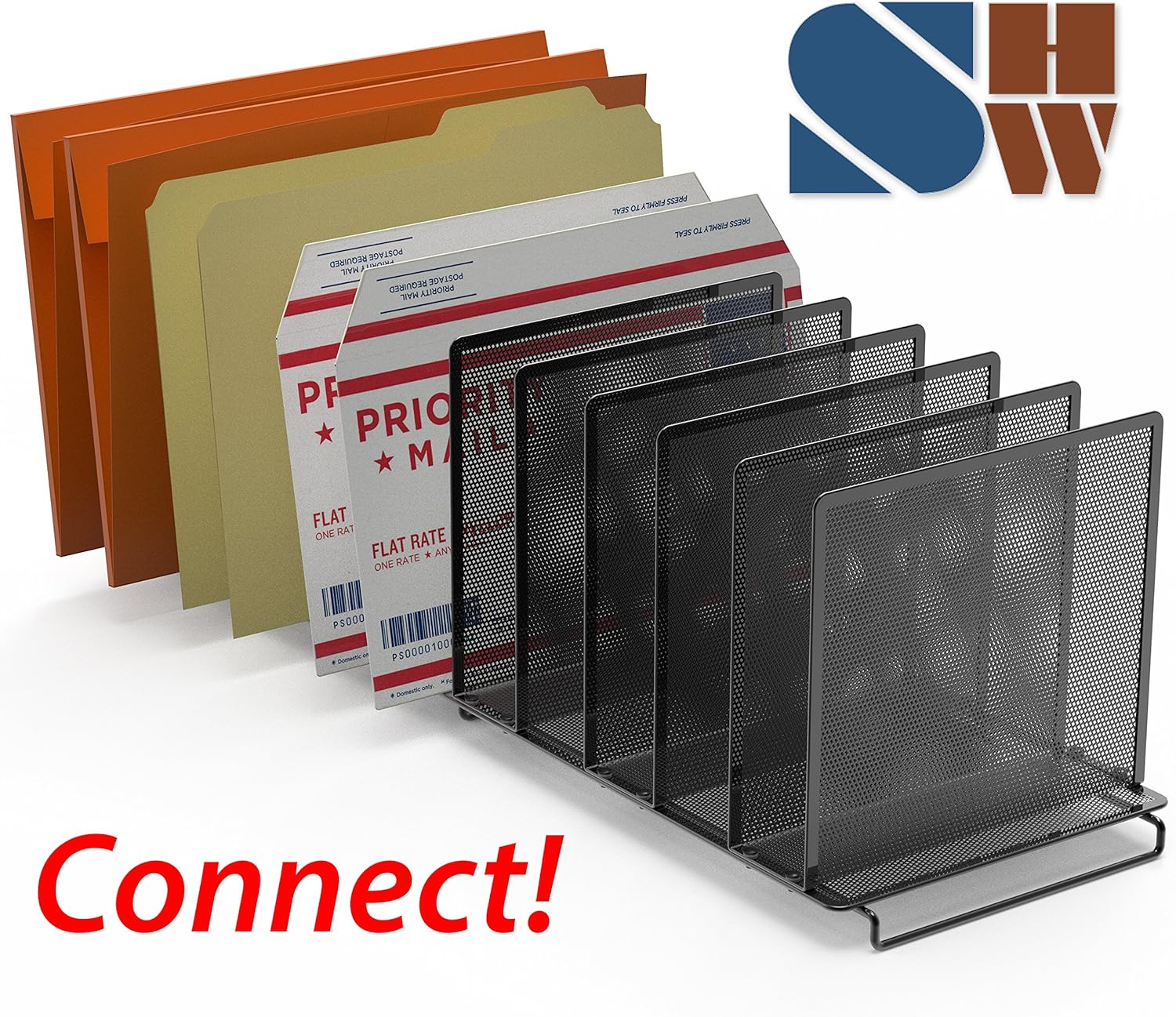 2 Pack- SimpleHouseware 5 Section File Sorter Organizer : Office Products