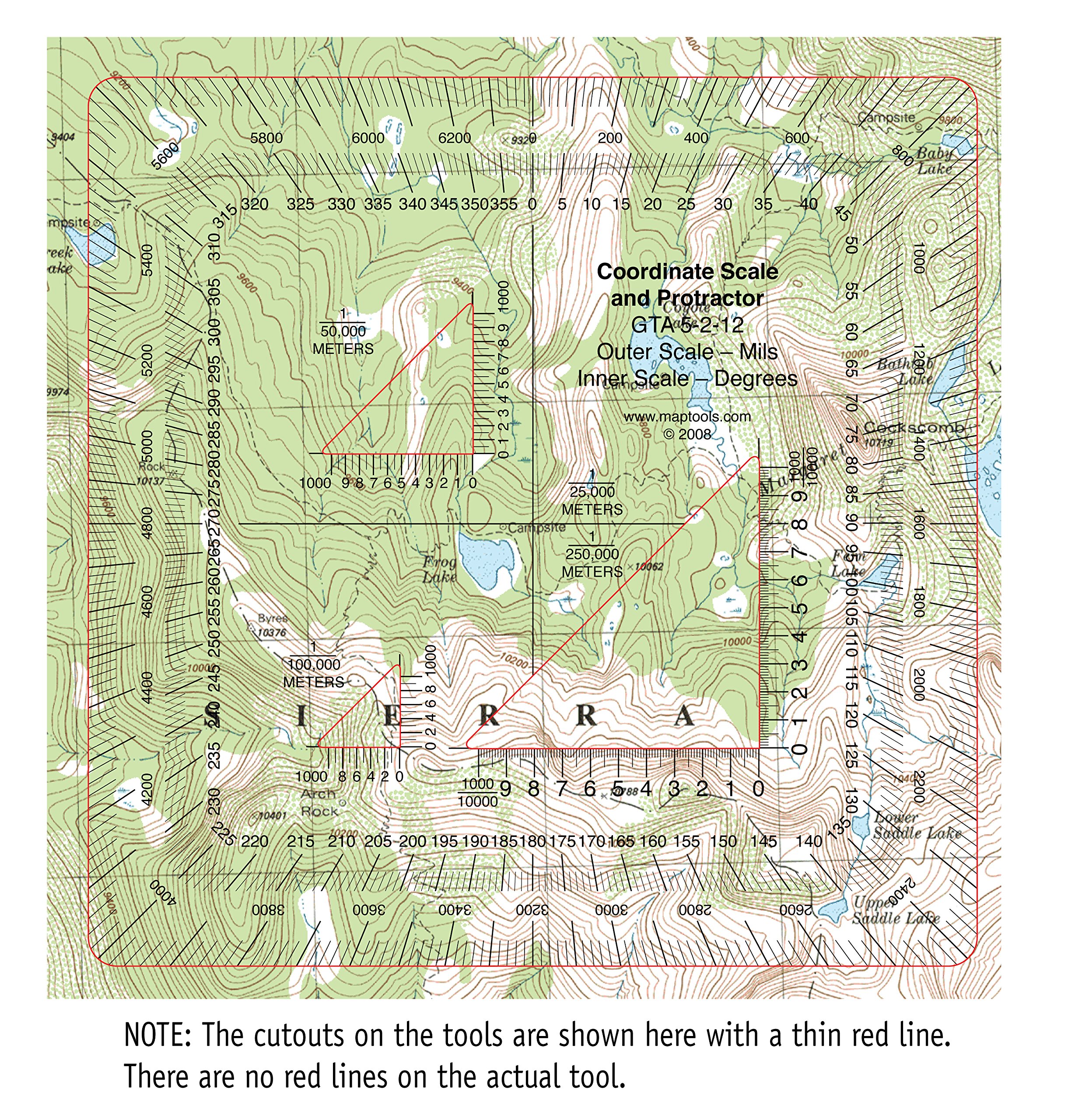 Military Style MGRS/UTM Coordinate Grid Reader &amp; Protractor, Pack Of 25 ...