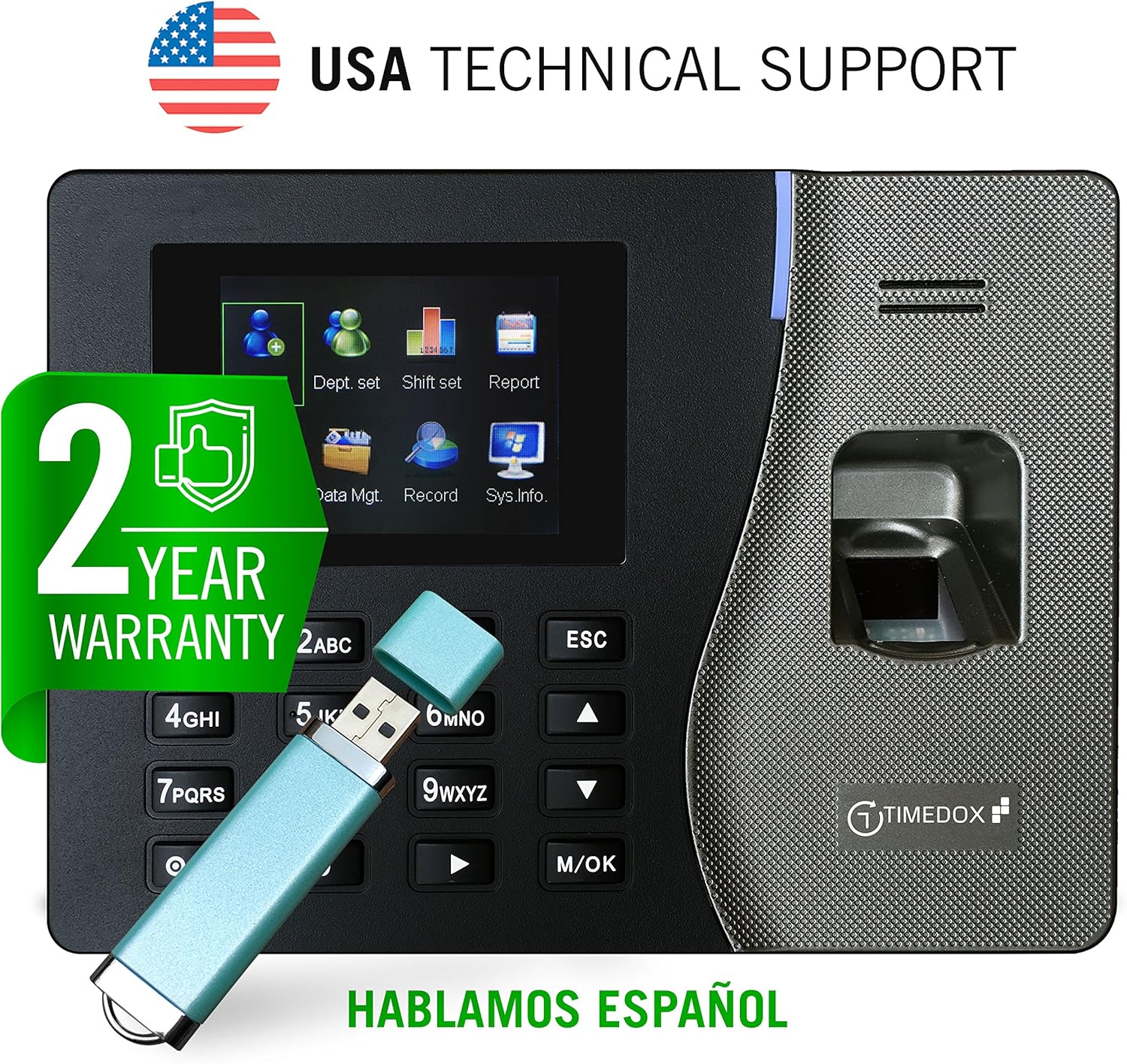 Timedox Silver Plus Biometric Fingerprint Time Clock for Employees | $0 No Monthly Fee | One-Time Payment for The Software is Required | Export Dynamic Reports to Payroll | 2 Yr. Warranty : Office Products