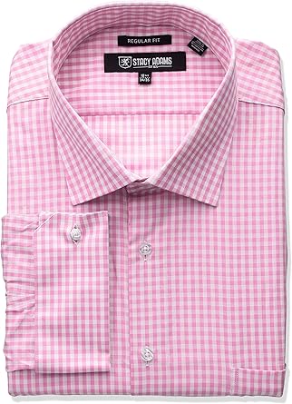 Mens pink gingham dress shirt Clearance