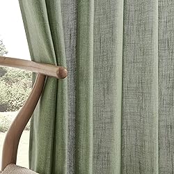 Joydeco Olive Green Linen Curtains for Living Room