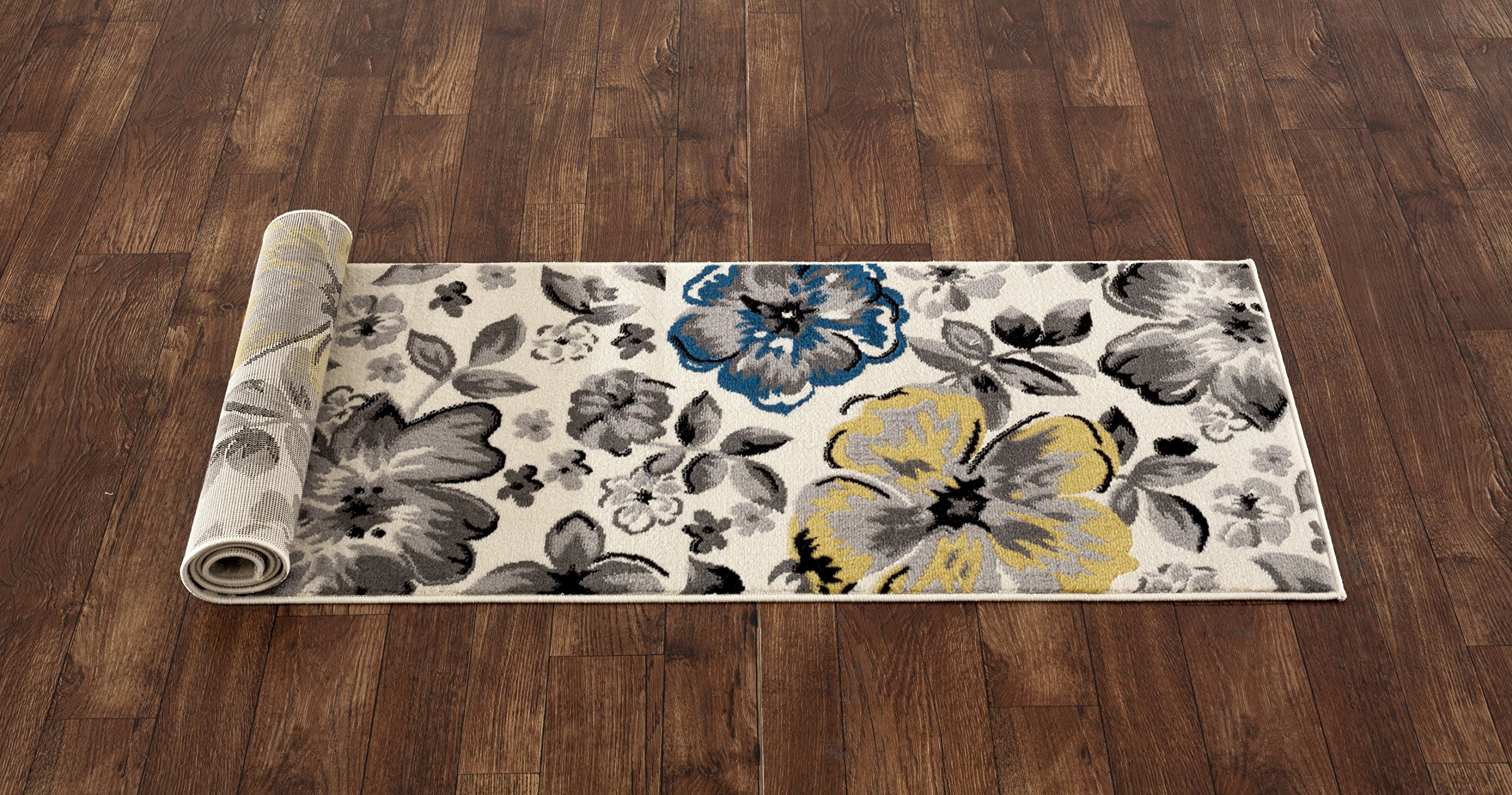 Modern Floral Area Rug Runner, 2' x 7'2", Cream 847918052673 eBay