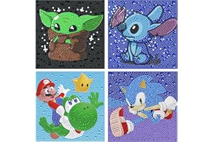 LMAZG Diamond Painting Kits for Kids, 4 Pack Diamond Art for Kids Beginners, Kids Diamond Painting Kits, 5D DIY Diamond Painting Big Gem Full Drill Diamond Dots for Children Ages 6-8-9-12