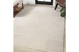 JONATHAN Y Nordby High-Low Arch Striped Ivory/Cream Indoor/Outdoor Area Rug, 8x10, Modern, Contemporary, Geometric, Bohemian, Bedroom, Kitchen, Living Room,Non Shedding (SCN104B-8)