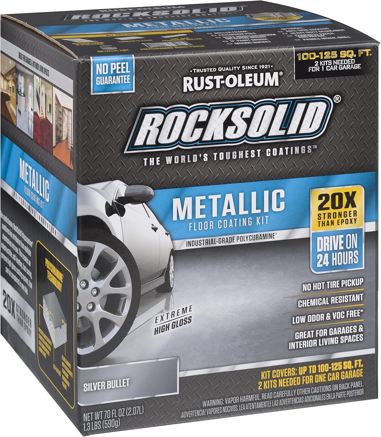 Rust-Oleum 286983 Metallic Floor Coating Kit-Silver Bullet