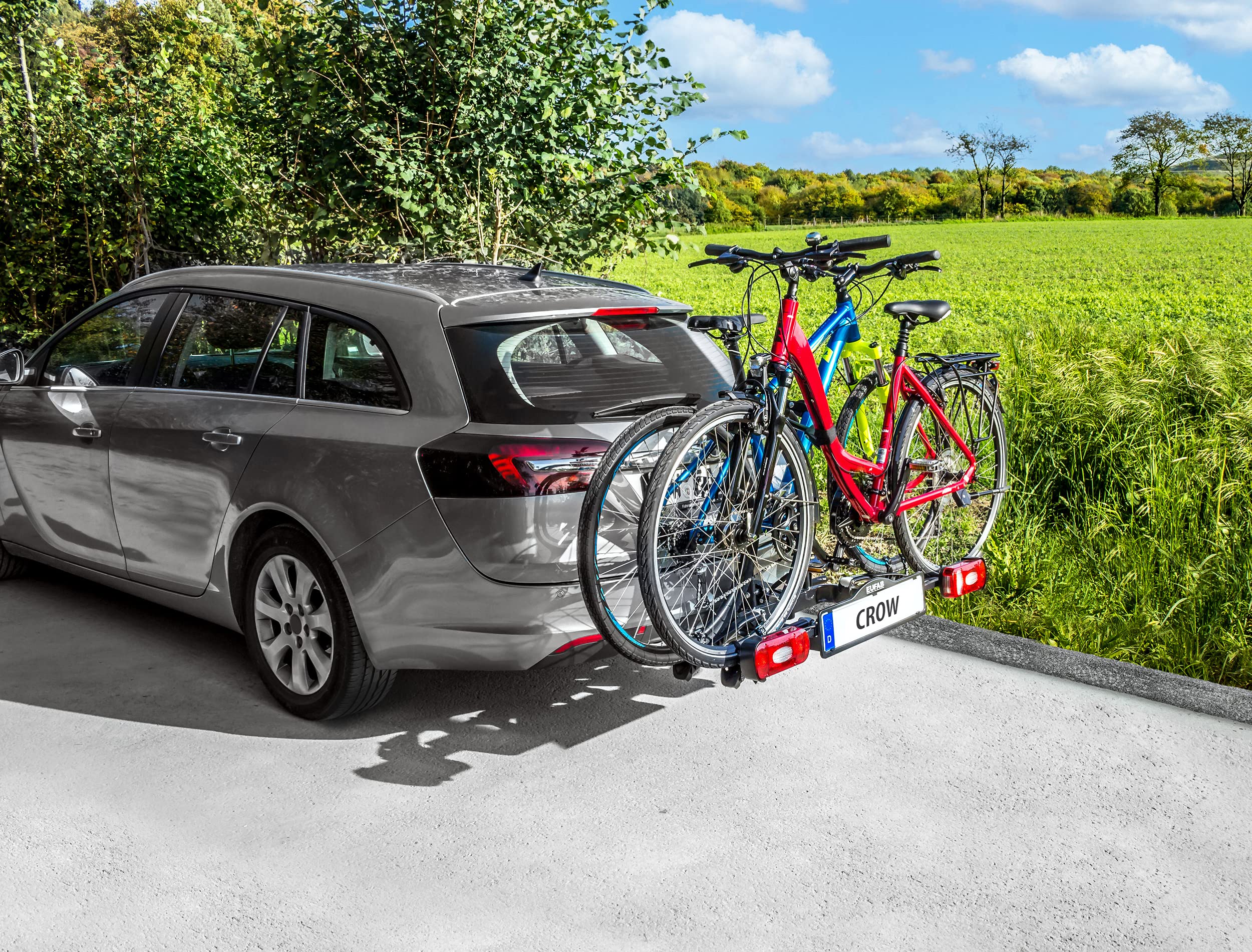 EUFAB 11563 Fahrradträger CROW, E-Bike geeignet, teilweise vormontiert, Diebstahlschutz, für 2 Fahrräder, für Anhängerkupplung, schwarz 5