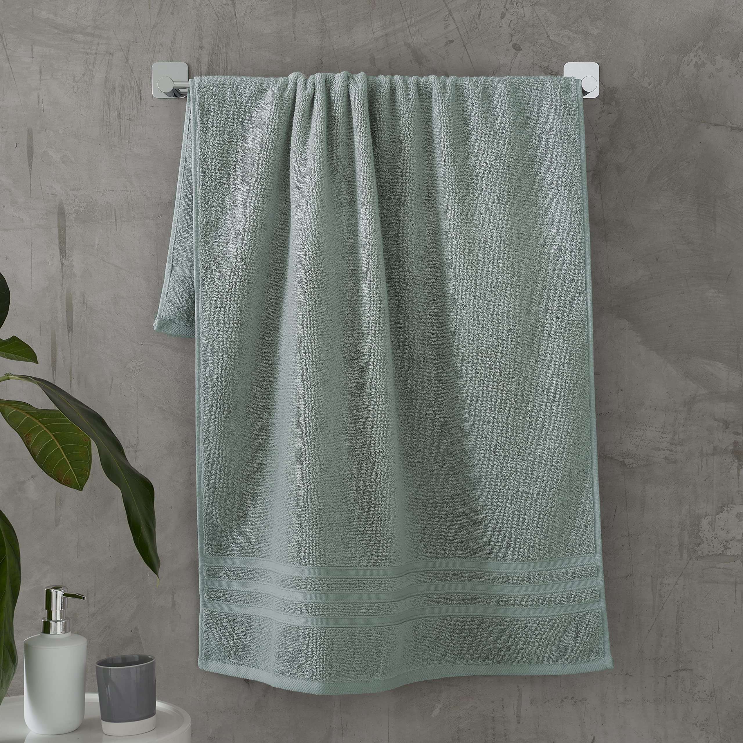 Catherine Lansfield Zero Twist Cotton 90x140cm Bath Sheet Pair Sage Green
