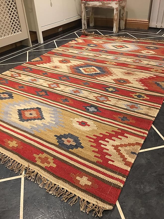 Second Nature Kilim Rug Kashi Kelim Multi Colour Stripe Fine Flat Weave