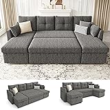 Huatean Home Oversized Sleeper Sofa Couch, 110 inch